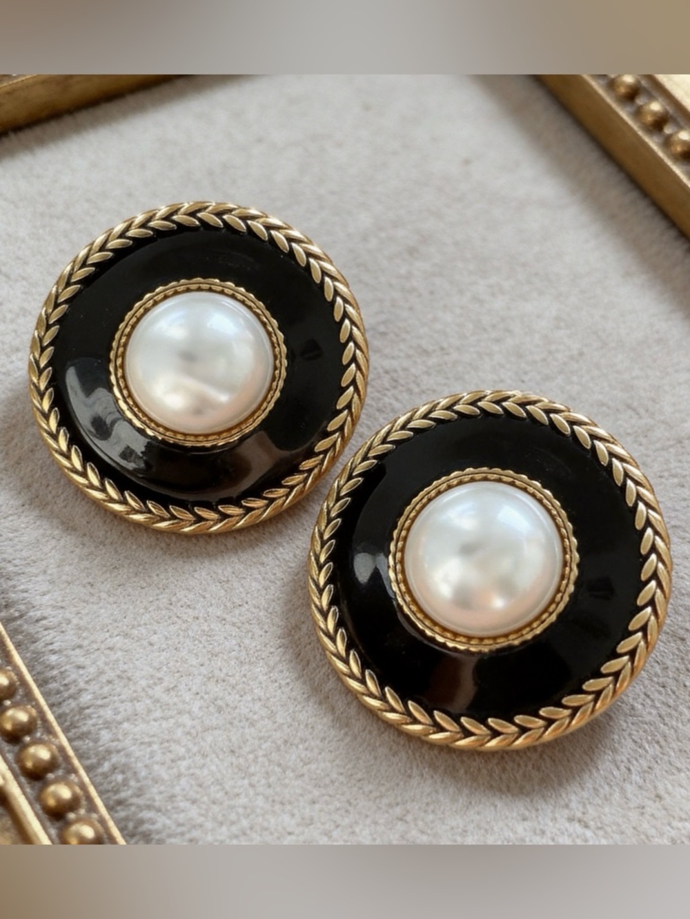Black Pearl Statement Stud Earrings